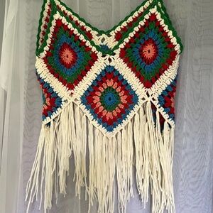 Handmade Crochet Tassle Multicoloured Tank Top